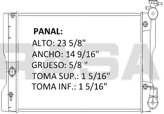 36134 AU RADIADOR ALUMINIO PLASTICO COROLLA / MATRIX / PONTIAC VIBE 08-12 TRANS:AUTOMATICA RASA