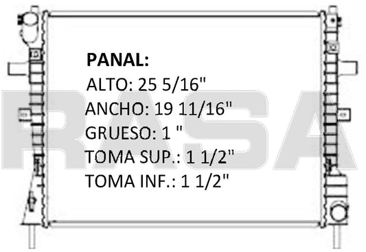 36063 AU RADIADOR ALUMINIO PLASTICO CROWN VICT/GRAND MARQUIS 02-05 V8 4.6L 02-05 TRANS:AUTOMATICA RASA