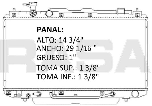 35868 AU RADIADOR ALUMINIO PLASTICO RAV 4 L4 2.4 / 3.5 01-03 TRANS:AUTOMATICA RASA