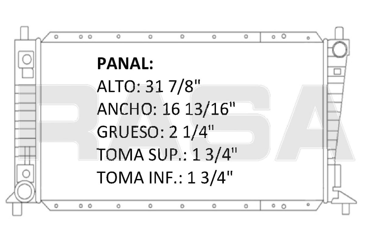 35569 AU RADIADOR ALUMINIO PLASTICO EXPEDITION / F SERIES PU / NAVIGATOR V8 4.8/5.4 ESPESOR 2 1/4 97-04 TRANS:AUTOMATICA RASA