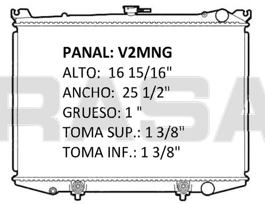 35506 L M RADIADOR ALUMINIO PLASTICO PICK UP D-21, PATHFINDER, TOMAS LINEALES 86-96 MECANICO RASA