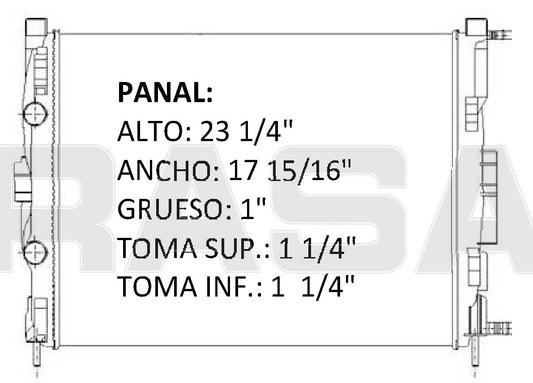 36089 AU M RADIADOR ALUMINIO PLASTICO MEGANE II L4 2.0L 04-09 MECANICO TRANS:AUTOMATICA RASA