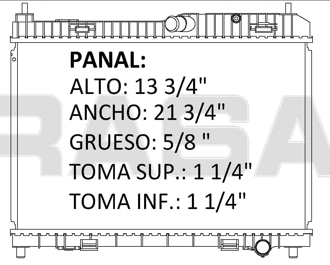 36169 RADIADOR ALUMINIO PLASTICO FIESTA L4 1.6 16 MM P/A M/T 11-12 RASA
