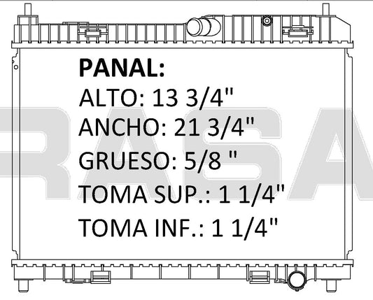 36169 RADIADOR ALUMINIO PLASTICO FIESTA L4 1.6 16 MM P/A M/T 11-12 RASA