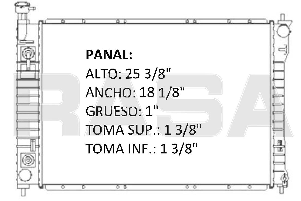 35789 AU RADIADOR ALUMINIO PLASTICO QUEST/VILLAGER V6 3.0 93-95 TRANS:AUTOMATICA RASA