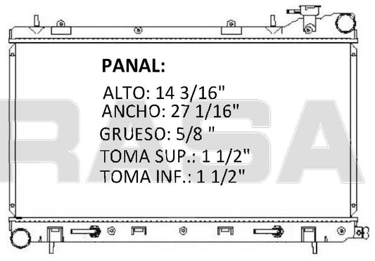 36160 AU RADIADOR ALUMINIO PLASTICO FORESTER 2.5 16 mm A/T 03-08 TRANS:AUTOMATICA RASA