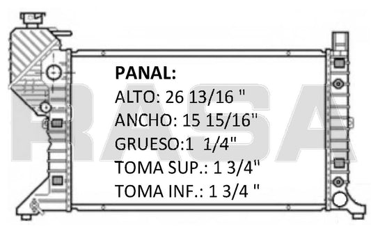 35926 AU RADIADOR ALUMINIO PLASTICO SPRINTER 2500/3500 L5/V6 2.7/3.0/3.5 03-08 TRANS:AUTOMATICA RASA