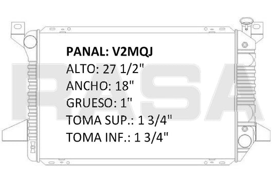 35411 AU RADIADOR ALUMINIO PLASTICO PICK UP F 150, F250, F350, L6 4.9 V6/V8 AMERICANA 85-96 TRANS:AUTOMATICA RASA