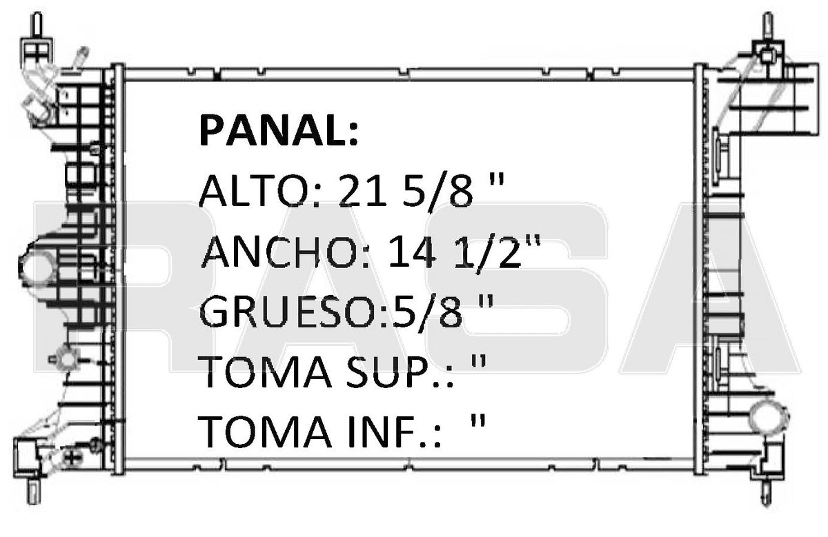 36194 RADIADOR ALUMINIO PLASTICO SONIC LS, LT 1.8 12-14 RASA