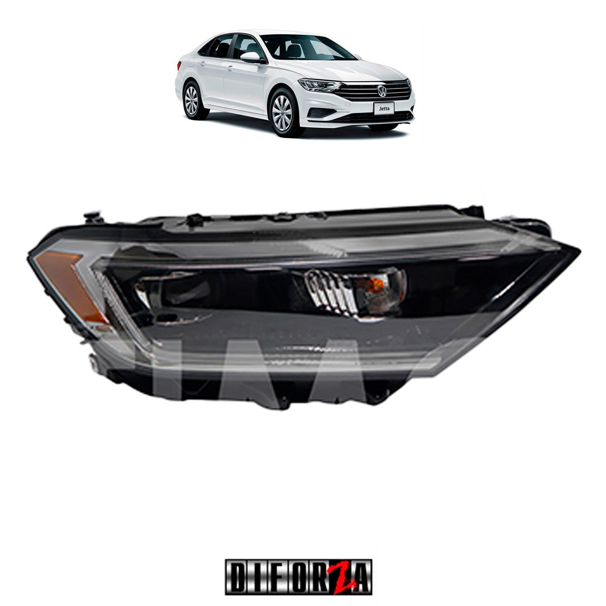FARO JETTA A7 2019-2023  F/NEGRO  C/LED C/LUPA  C/MICA AMBAR (VERSION HIGLINE-GLI)  DER  #OP