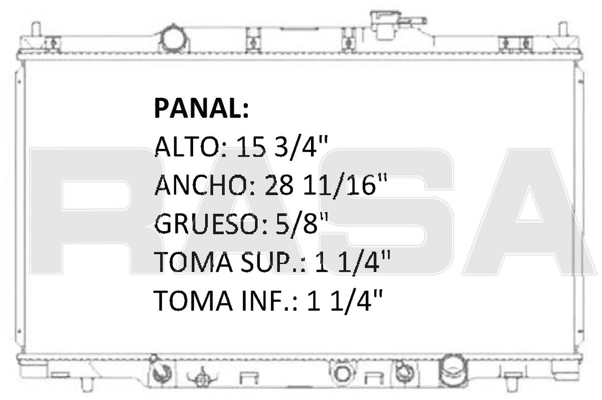 35854 AU RADIADOR ALUMINIO PLASTICO CR-V L4 2.4 02-06 TRANS:AUTOMATICA RASA
