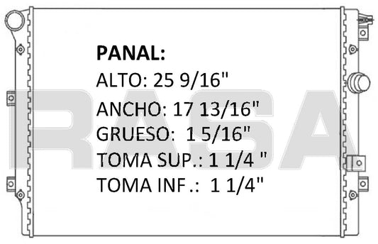 36186 AU M RADIADOR ALUMINIO PLASTICO TIGUAN, 07-09 4 CIL AT 07-09 MECANICO TRANS:AUTOMATICA RASA