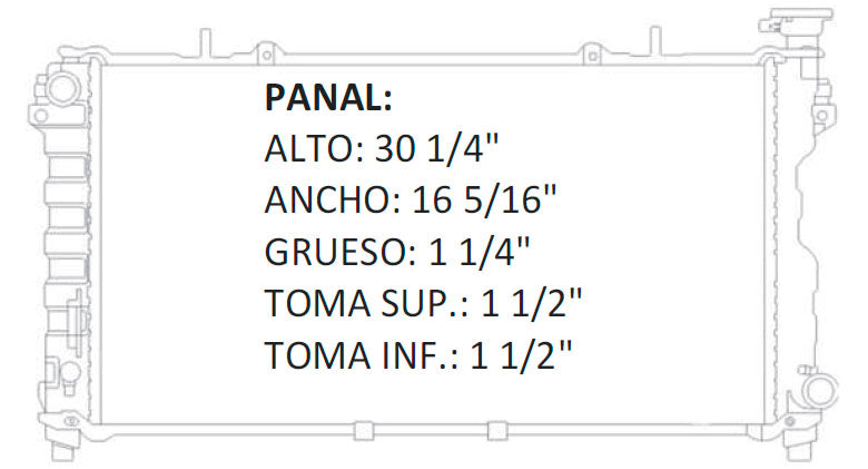 35553 AU M RADIADOR ALUMINIO PLASTICO CARAVAN / VOYAGER 2.4 L 01-04 MECANICO TRANS:AUTOMATICA RASA