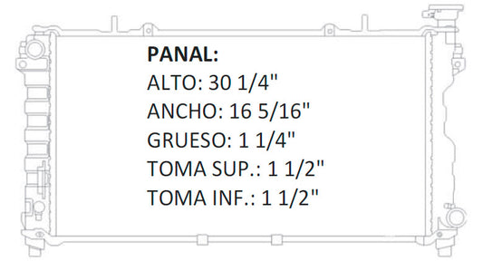 35553 AU M RADIADOR ALUMINIO PLASTICO CARAVAN / VOYAGER 2.4 L 01-04 MECANICO TRANS:AUTOMATICA RASA