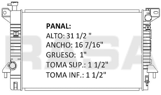 36154 AU RADIADOR ALUMINIO PLASTICO RAD F-SERIES 09-10 / EXPEDITION 07-12 07-12 TRANS:AUTOMATICA RASA