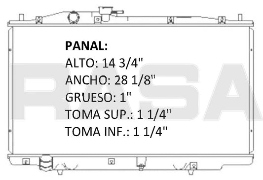 35861 AU RADIADOR ALUMINIO PLASTICO ACCORD DENSO V6 3.0 03-07 TRANS:AUTOMATICA RASA