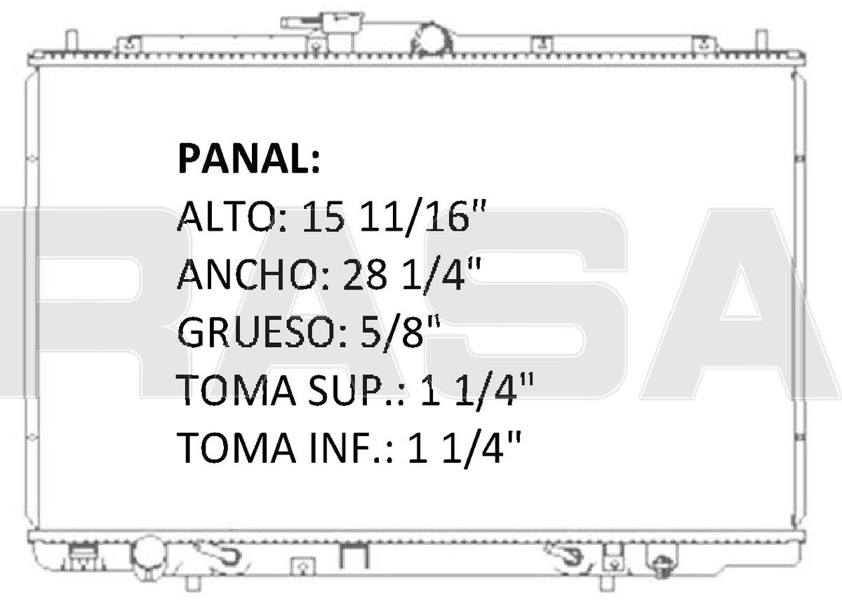 35797 AU RADIADOR ALUMINIO PLASTICO ACCORD EX, LX 3.0 LTS. V6 98-02 TRANS:AUTOMATICA RASA