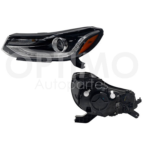 FARO CHEVROLET TRAX 2017-2020 FONDO NEGRO C/LED C/ LUPA  C/ MICA AMBAR  IZQ #OP