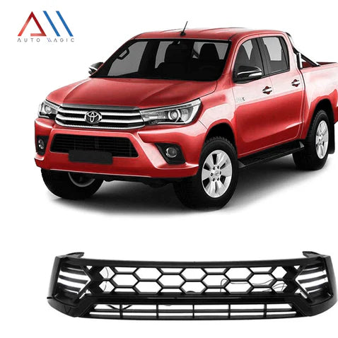 PARRILLA SUPERIOR CON LEDS NEGRA HILUX 16-18 #AM