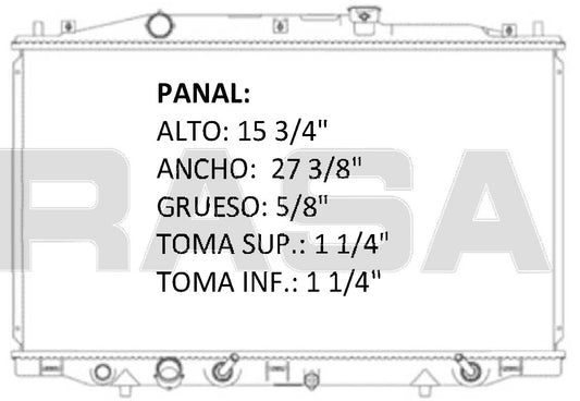 35969 AU RADIADOR ALUMINIO PLASTICO ACCORD L4 2.4 05-07 TRANS:AUT RASA #RS