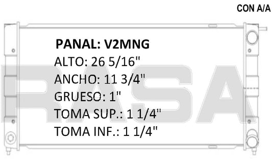 35311 M RADIADOR ALUMINIO PLASTICO ATLANTIC, CARIBE, GOLF, JETTA L4-1.6 / 1.8 C/AA 84-92 MECANICO RASA