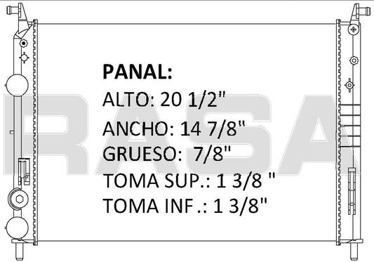 36185 M RADIADOR ALUMINIO PLASTICO PALIO (04-08) / PALIO ADVENTURE (04-08) 04-08 MECANICO RASA
