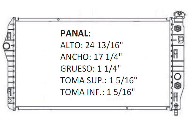 35994 AU RADIADOR ALUMINIO PLASTICO CAMARO93-02V63.4 93-02 TRANS:AUTOMATICA RASA