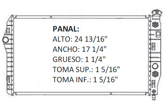 35994 AU RADIADOR ALUMINIO PLASTICO CAMARO93-02V63.4 93-02 TRANS:AUTOMATICA RASA