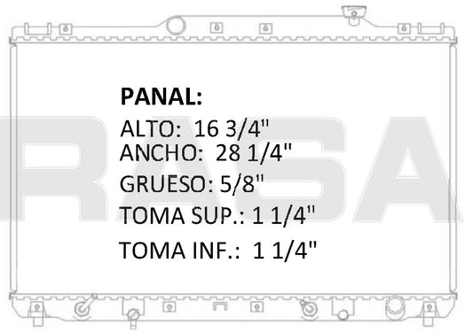 35825 AU RADIADOR ALUMINIO PLASTICO CAMRY L4 2.0 / 2.2 92-96 TRANS:AUTOMATICA RASA