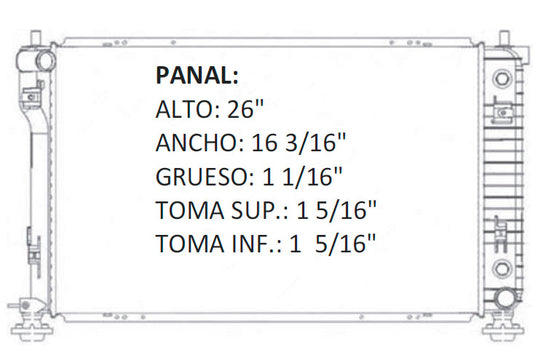 35955 AU RADIADOR ALUMINIO PLASTICO EQUINOX / PONTIAC TORRENT V6 3.4/3.6 06-09 TRANS:AUTOMATICA RASA #RS