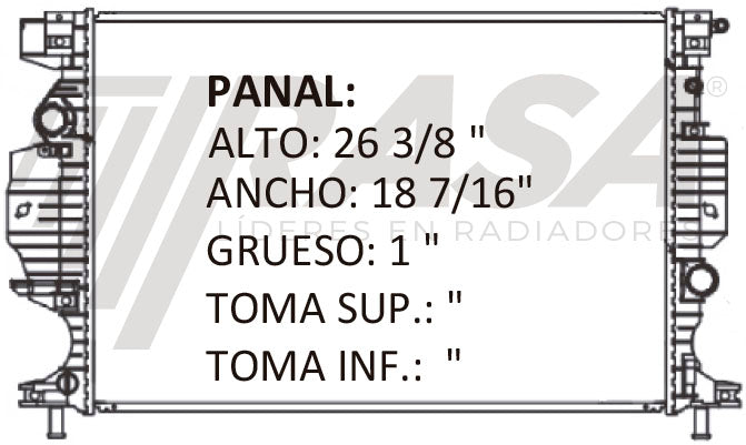 36204 AU RADIADOR ALUMINIO PLASTICO FUSION (13-14) / MKZ (15) 13-15 TRANS:AUTOMATICA RASA