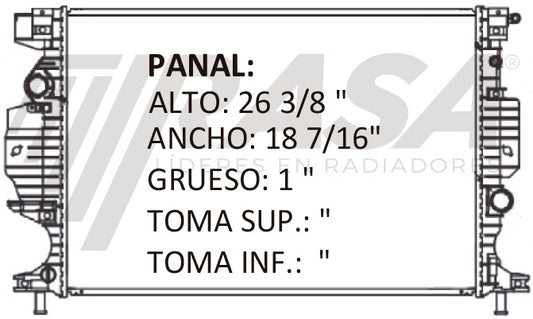 36204 AU RADIADOR ALUMINIO PLASTICO FUSION (13-14) / MKZ (15) 13-15 TRANS:AUTOMATICA RASA