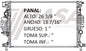 36204 AU RADIADOR ALUMINIO PLASTICO FUSION (13-14) / MKZ (15) 13-15 TRANS:AUTOMATICA RASA