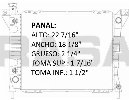36040 AU RADIADOR ALUMINIO PLASTICO AEROSTAR 4.0 LTS V6 A/T ESPESOR 2 1/4" 90-97 TRANS:AUTOMATICA RASA
