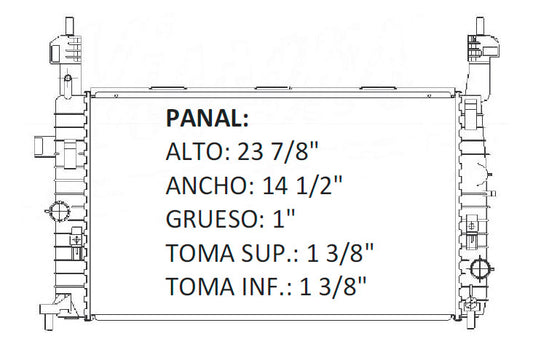 36090 AU M RADIADOR ALUMINIO PLASTICO MERIVA L4 1.8L 03-04 MECANICO TRANS:AUTOMATICA RASA