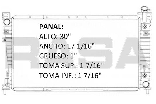 35635 AU M RADIADOR ALUMINIO PLASTICO WINDSTAR 95-98 V6 3.0/3.8L 95-98 MECANICO TRANS:AUTOMATICA RASA