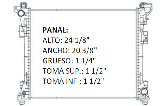 35978 AU RADIADOR ALUMINIO PLASTICO CARAVAN/ GRAND CARAVAN/ VOYAGER/ TOWN & COUNTRY V6 3.3/3.8 08-09 TRANS:AUTOMATICA RASA