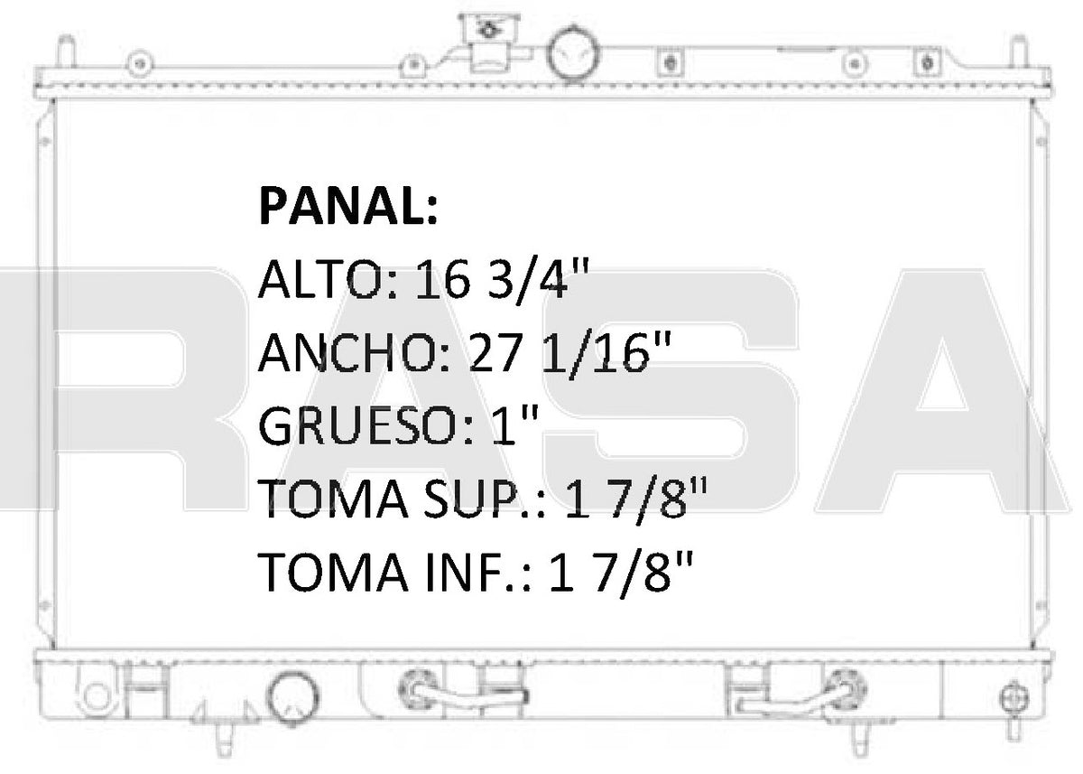 35950 AU RADIADOR ALUMINIO PLASTICO OUTLANDER L4 2.4 03-06 TRANS:AUTOMATICA RASA