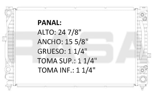 35841 AU RADIADOR ALUMINIO PLASTICO PASSAT, AUDI, A4, A6, V6. 98-04 TRANS:AUTOMATICA RASA