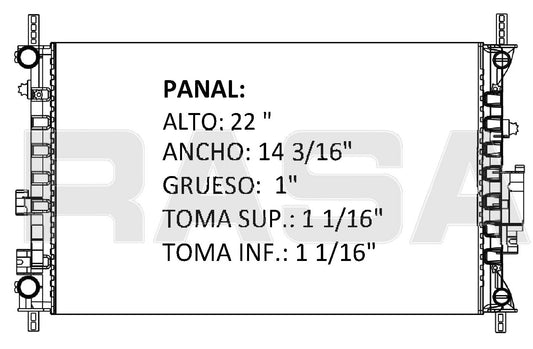 36161 M RADIADOR ALUMINIO PLASTICO ECOSPORT L4 2.0 23mm M/T 2007 MECANICO RASA