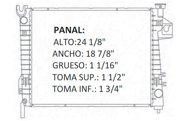 35862 AU M RADIADOR ALUMINIO PLASTICO RAM C/GOLLETE V6/V8 3.7/4.7/5.7/5.9, MECANICO 02-09 TRANS:AUTOMATICA RASA