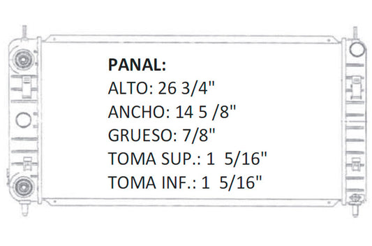 35947 AU RADIADOR ALUMINIO PLASTICO MALIBU L4 2.2 04-08 TRANS:AUTOMATICA RASA