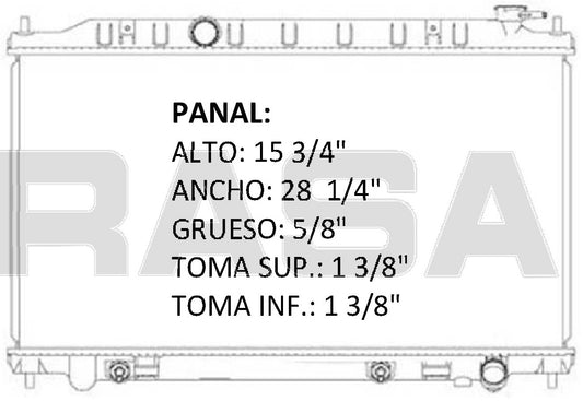 35986 AU RADIADOR ALUMINIO PLASTICO ALTIMA V6 3.5 02-06 TRANS:AUTOMATICA RASA