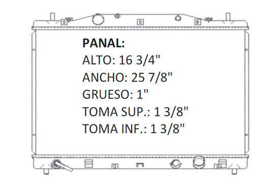 35952 AU RADIADOR ALUMINIO PLASTICO GMC CADILLAC CTS V6 3.2L 03-05 TRANS:AUTOMATICA RASA