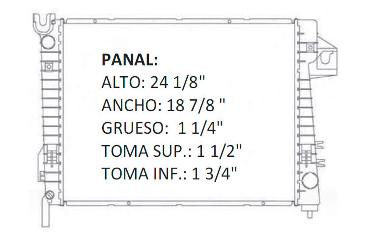 35774 AU M RADIADOR ALUMINIO PLASTICO RAM 1500/2500/3500 PICK UPS 00-03 V6/V8 00-04 MECANICO TRANS:AUTOMATICA RASA