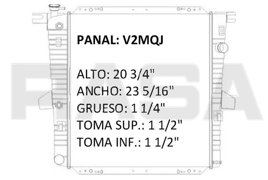 35770 AU RADIADOR ALUMINIO PLASTICO EXPLORER, RANGER, 3 Lt V6, 4 Lt V6 ESP. 1" 98-99 TRANS:AUTOMATICA RASA