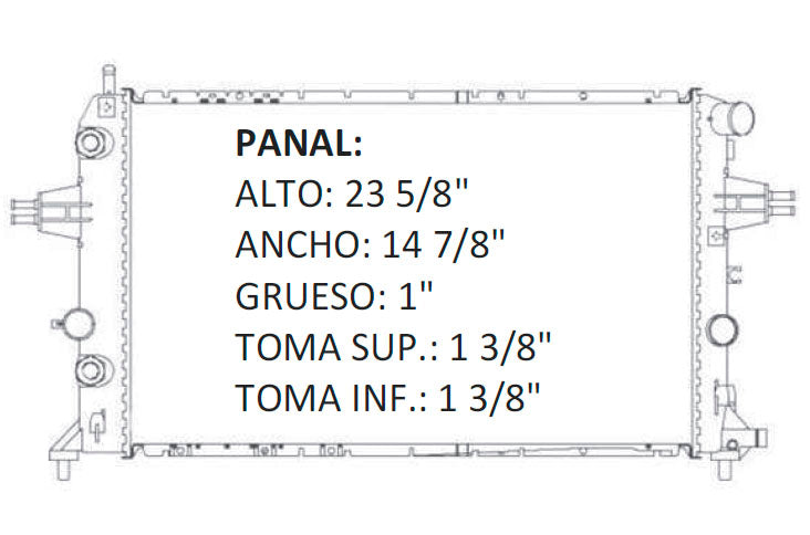 35800 M RADIADOR ALUMINIO PLASTICO CORSA / TORNADO L4 1.6/1.7 03-06 MECANICO RASA