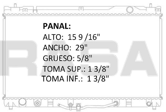 35871 AU RADIADOR ALUMINIO PLASTICO CAMRY / LEXUS ES 300 / SOLARA V6 3.0/3.3 02-06 TRANS:AUTOMATICA RASA