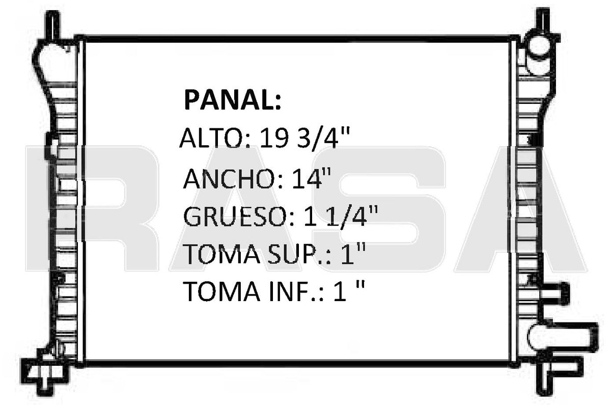 35785 M RADIADOR ALUMINIO PLASTICO FIESTA 1.3 LT. C/A 96-99 96-99 MECANICO RASA