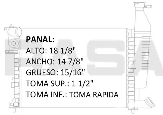 35930 M RADIADOR ALUMINIO PLASTICO PARTNER BOX. 306, L4 1.1 / 1.4 / 1.6. 97-08 MECANICO RASA